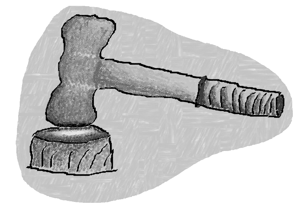a hammer and block