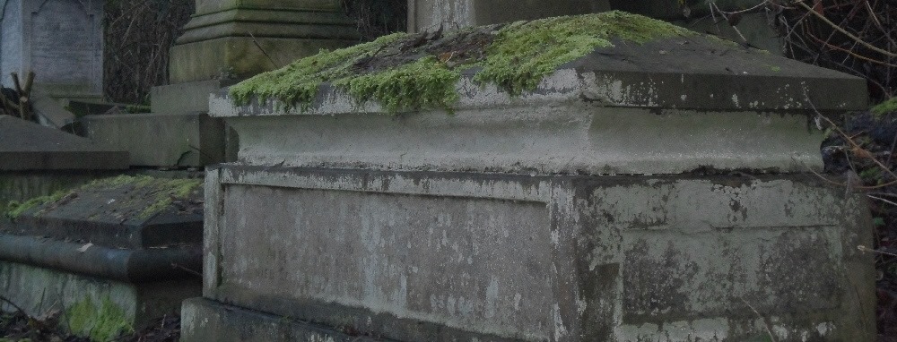 A stone sarcophagus